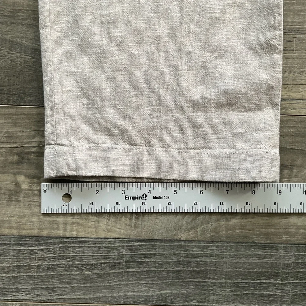 36x32 NWT Perry Ellis Linen Blend Pants Mens Khaki Light Tan Button Fly Drawcord